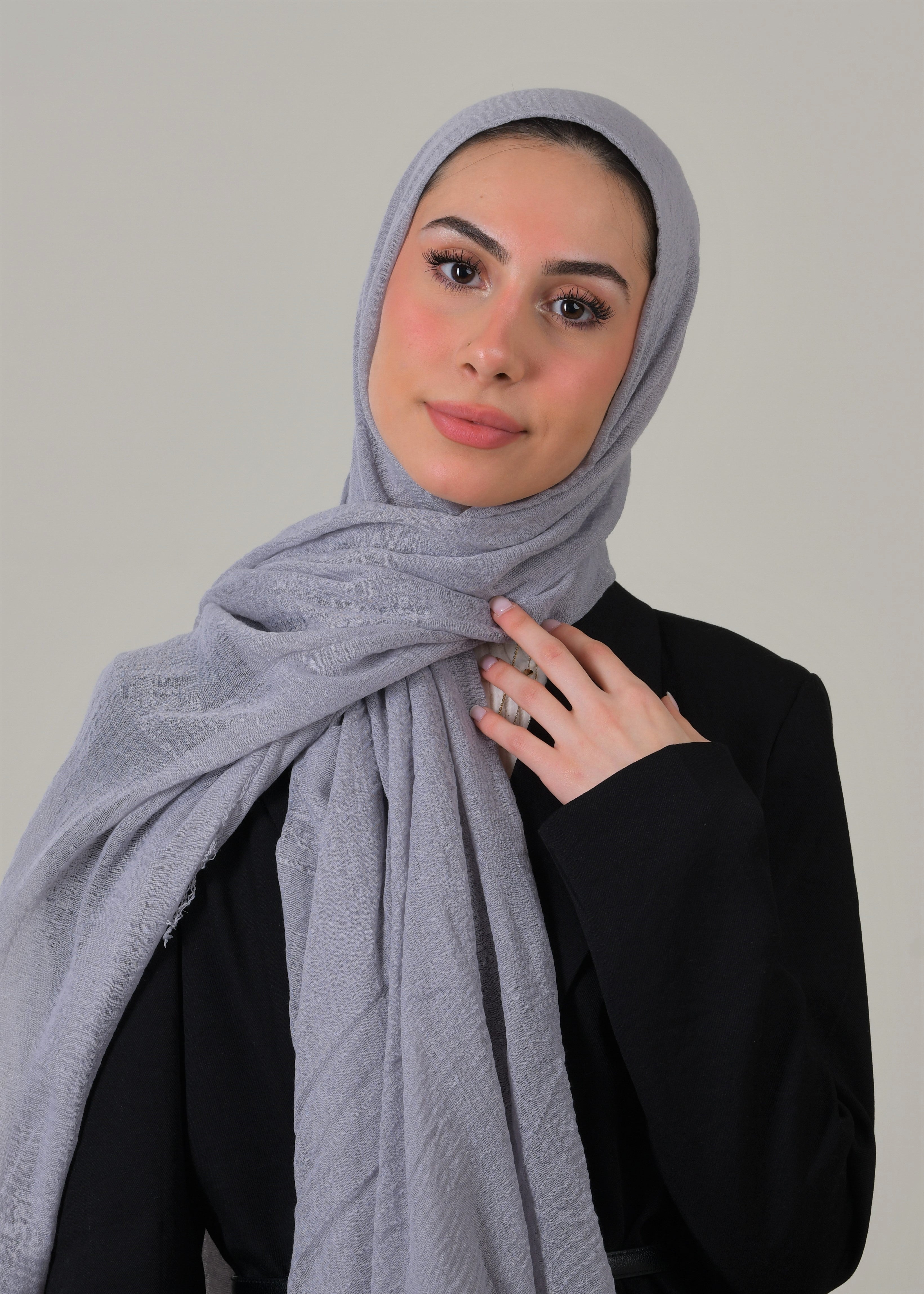 Cotton Crinkle Hijab - Light Grey