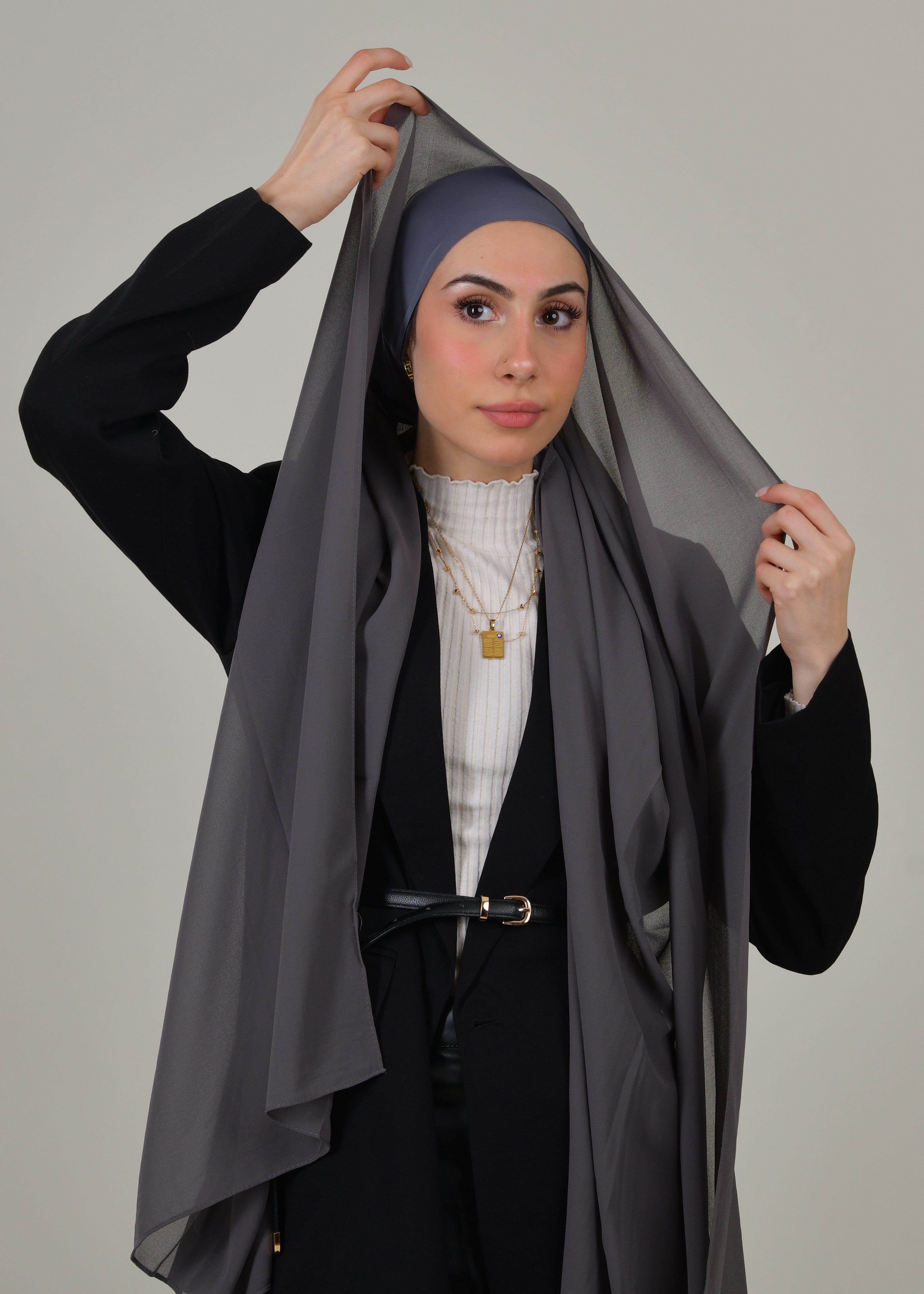 Instant Chiffon Hijab - Dark Grey