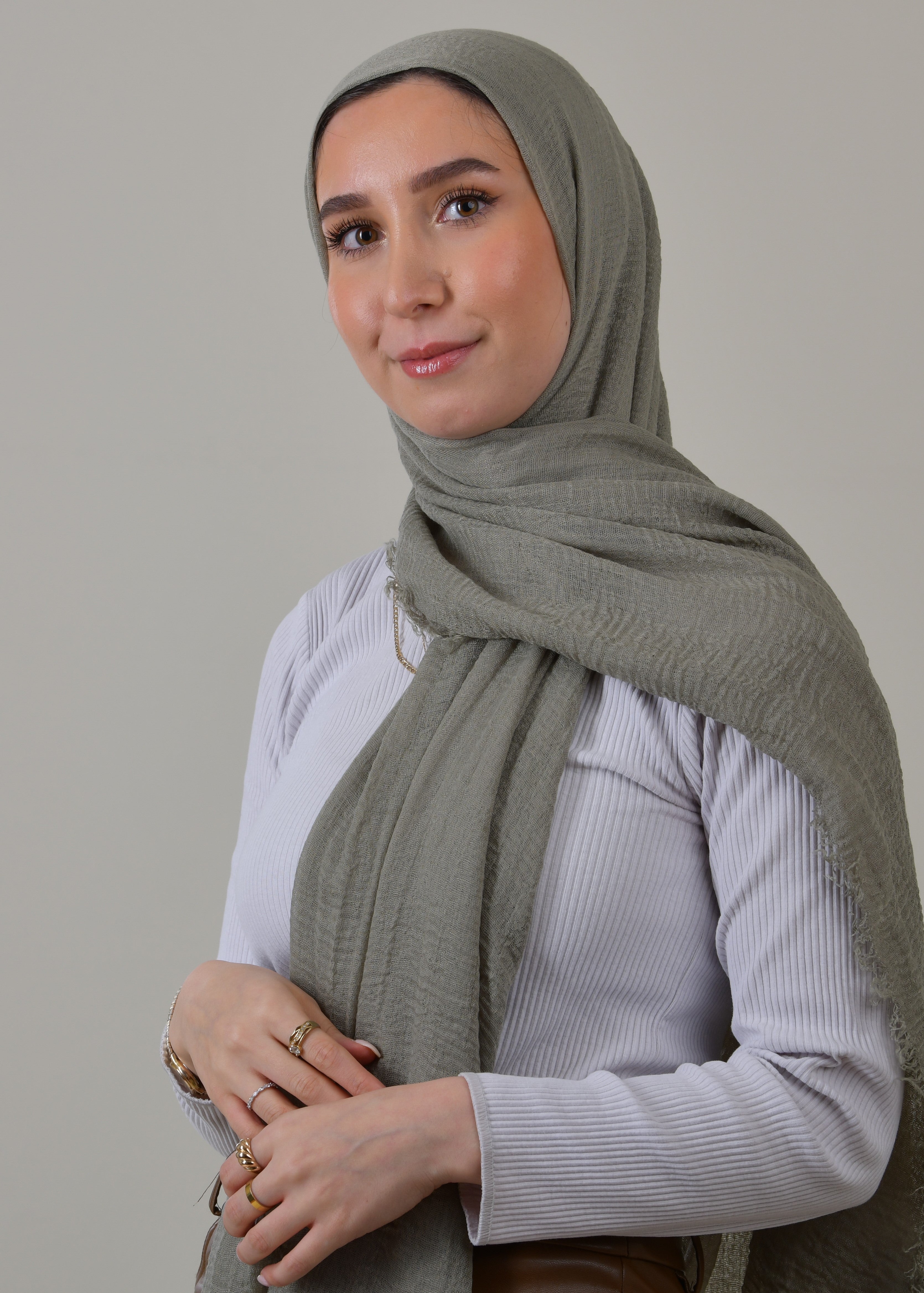 Cotton Crinkle Hijab - Hunter Green