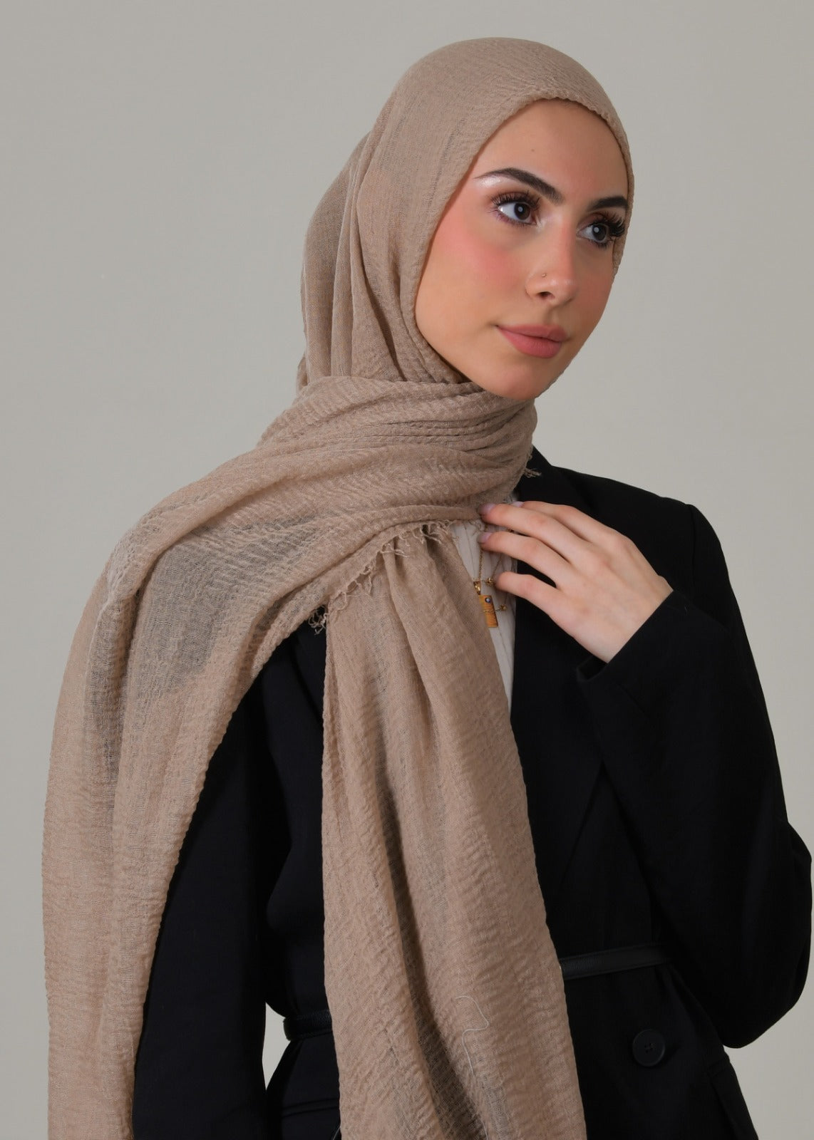 Cotton Crinkle Hijab - Kakhi