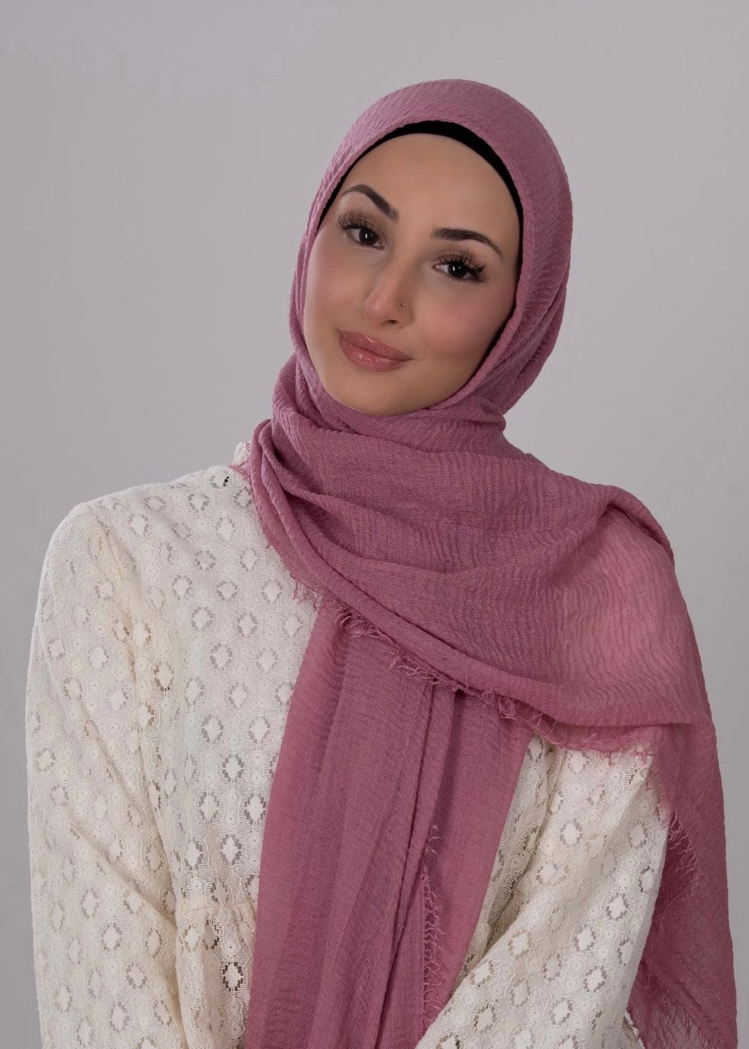 Cotton Crinkle Hijab - Muave Pink