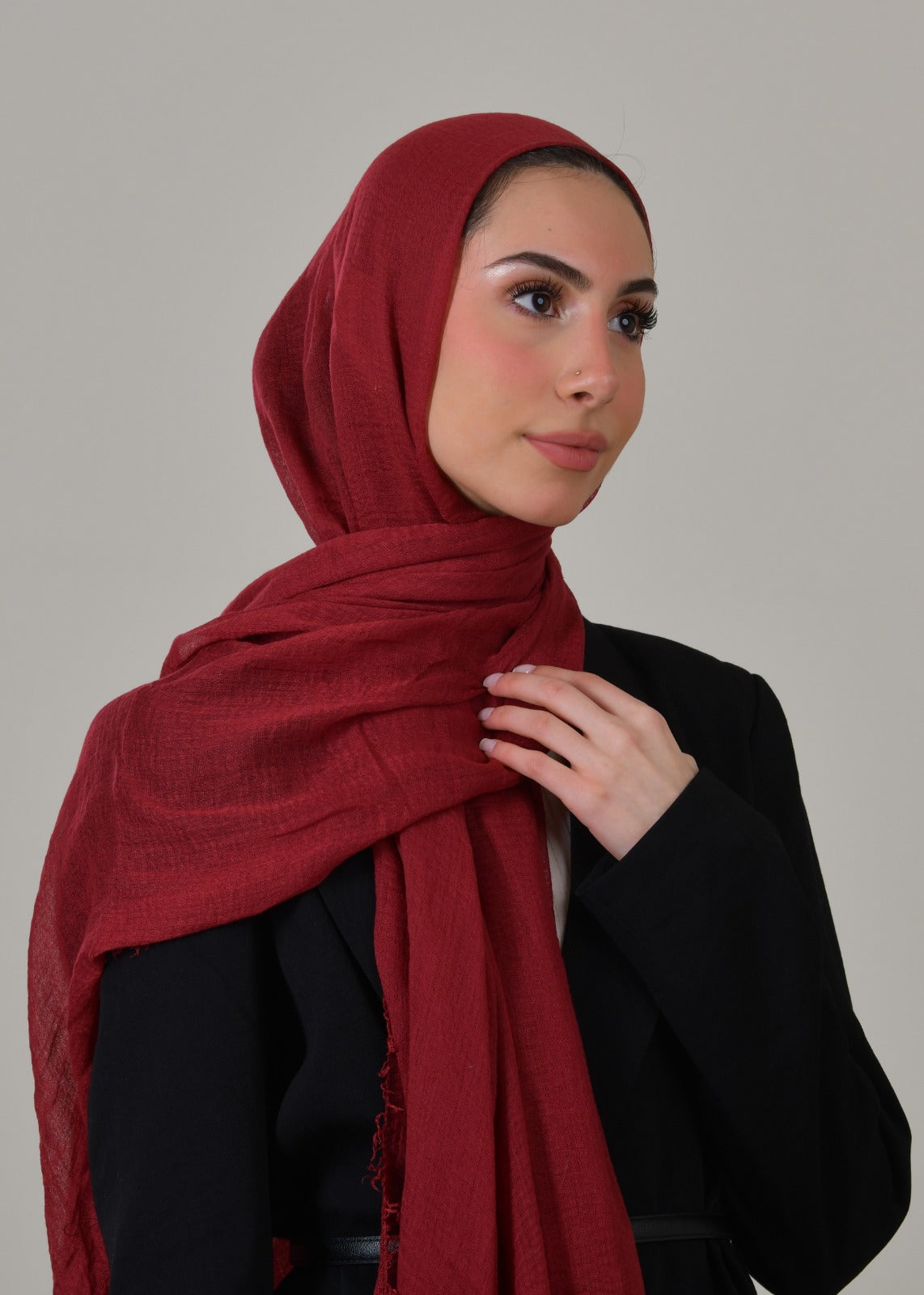 Cotton Crinkle Hijab - Rouge